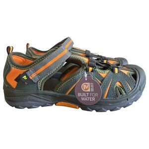Merrell Hydro Hiking Sandals Boys Size 4W Green Leather Trail Shoes MK264439